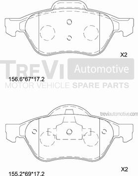 Trevi Automotive PF1289 - Тормозные колодки, дисковые, комплект autosila-amz.com