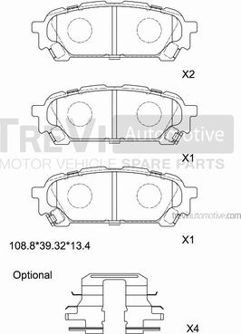 Trevi Automotive PF1286 - Тормозные колодки, дисковые, комплект autosila-amz.com