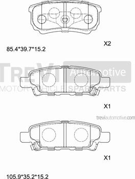 Trevi Automotive PF1280 - Тормозные колодки, дисковые, комплект autosila-amz.com