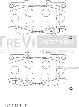 Trevi Automotive PF1283 - Тормозные колодки, дисковые, комплект autosila-amz.com