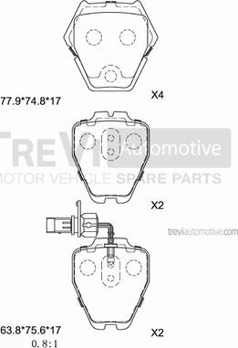 Trevi Automotive PF1234 - Тормозные колодки, дисковые, комплект autosila-amz.com