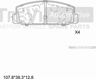 Trevi Automotive PF1238 - Тормозные колодки, дисковые, комплект autosila-amz.com