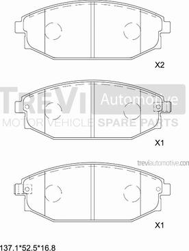 Trevi Automotive PF1221 - Тормозные колодки, дисковые, комплект autosila-amz.com