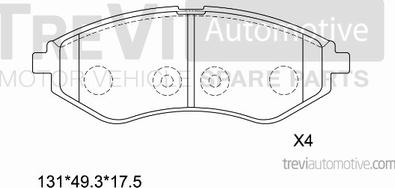 Trevi Automotive PF1228 - Тормозные колодки, дисковые, комплект autosila-amz.com