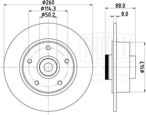 Trialli DF 095113 - Тормозной диск autosila-amz.com