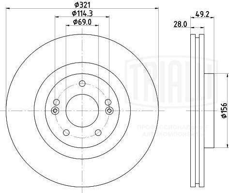 Trialli DF 084509 - Тормозной диск autosila-amz.com