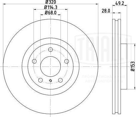 Trialli DF 140130 - Диск торм. для а/м Nissan Murano (02-)/Infinity M 35/45 (05-)/G (08-) перед. d=320 (DF 140130) autosila-amz.com