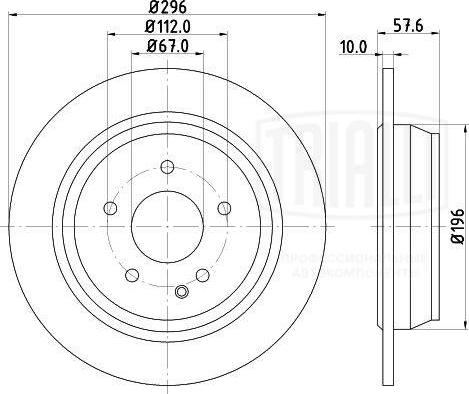 Trialli DF 155107 - диск тормозной передний! 296x10/58-5x112\ MB W639 Vito/Viano 3.0/3.2/2.2CDi 03> autosila-amz.com