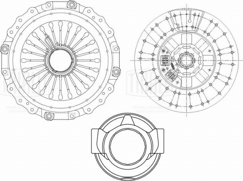 Trialli FR 822 - Сцепление в сборе для а/м Iveco Trakker I (04-)/Shacman TT 385 (12-) (с мех. муфтой) (FR 822) autosila-amz.com