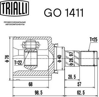 Trialli GO 1411 - ШРУС для а/м Nissan Tiida (04-) 1.6i AT (внутр.) (GO 1411) autosila-amz.com