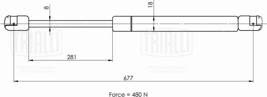 Trialli GS 1027 - Упор газовый (амортизатор) для а/м Ford Tourneo/Transit Connect (02-) (крышки багажника) (GS 1027) autosila-amz.com