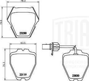 Trialli PF 4169 - Колодки торм. для а/м Audi A6 (97-)/Allroad (00-) диск. перед. т/с TRW (кмпл. с 2 датч.) (PF 4169) autosila-amz.com