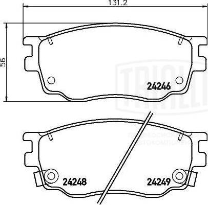 Trialli PF 2502 - Тормозные колодки, дисковые, комплект autosila-amz.com