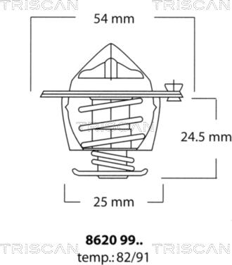 Triscan 8620 9982 - Термостат охлаждающей жидкости / корпус autosila-amz.com