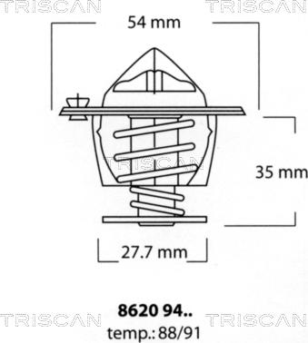 Triscan 8620 9491 - Термостат охлаждающей жидкости / корпус autosila-amz.com