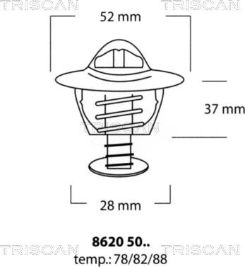 Triscan 8620 5078 - Термостат охлаждающей жидкости / корпус autosila-amz.com