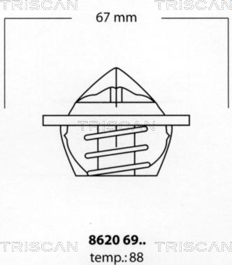Triscan 8620 6988 - Термостат охлаждающей жидкости / корпус autosila-amz.com