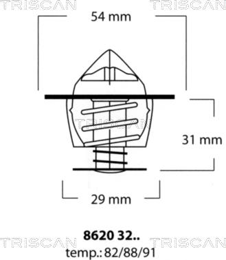 Triscan 8620 3291 - Термостат охлаждающей жидкости / корпус autosila-amz.com