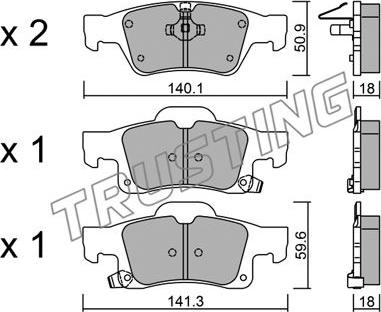 Trusting 943.0 - Тормозные колодки, дисковые, комплект autosila-amz.com