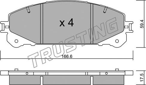 Trusting 954.0 - Тормозные колодки, дисковые, комплект autosila-amz.com