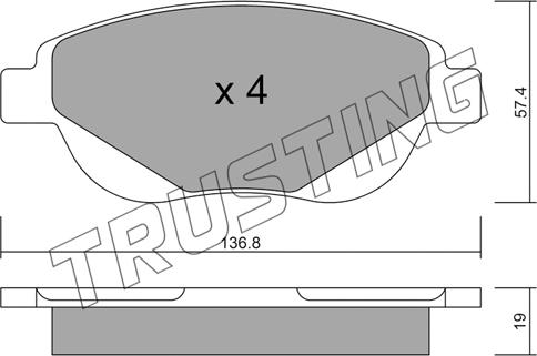 Trusting 964.0 - Тормозные колодки, дисковые, комплект autosila-amz.com