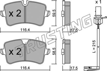 Trusting 971.0W - Тормозные колодки, дисковые, комплект autosila-amz.com