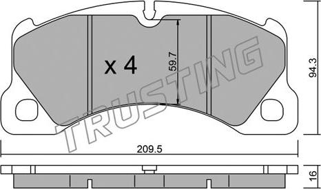 Trusting 973.0 - Тормозные колодки, дисковые, комплект autosila-amz.com