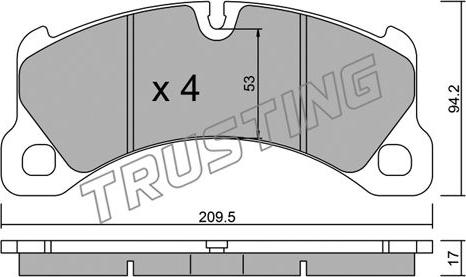 Trusting 972.0 - Тормозные колодки, дисковые, комплект autosila-amz.com