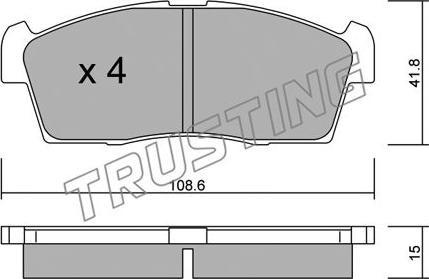 Trusting 455.0 - Тормозные колодки, дисковые, комплект autosila-amz.com