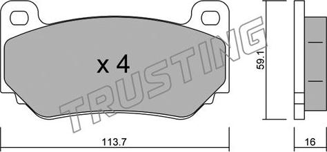 Trusting 406.0 - Тормозные колодки, дисковые, комплект autosila-amz.com