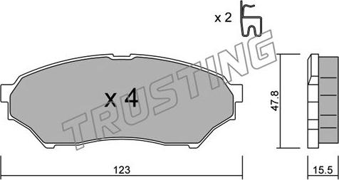 Trusting 412.0 - Тормозные колодки, дисковые, комплект autosila-amz.com