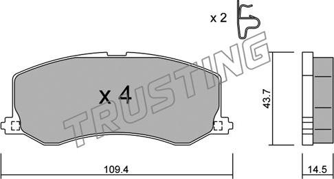 Trusting 432.0 - Тормозные колодки, дисковые, комплект autosila-amz.com