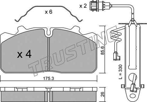 Trusting 598.3W - Тормозные колодки, дисковые, комплект autosila-amz.com