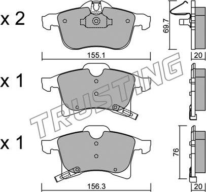 Trusting 555.0 - Тормозные колодки, дисковые, комплект autosila-amz.com