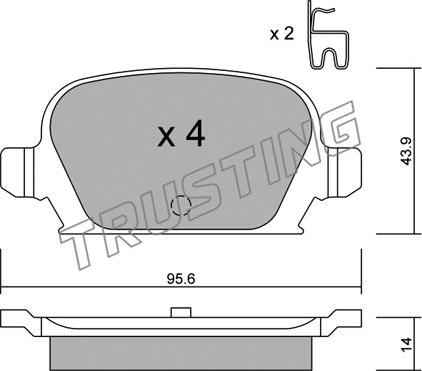 Trusting 557.0 - Тормозные колодки, дисковые, комплект autosila-amz.com