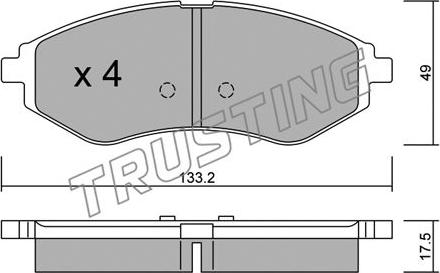 Trusting 524.0 - Тормозные колодки, дисковые, комплект autosila-amz.com