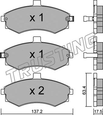 Trusting 520.0 - Комплект тормозных колодок, дисковый тормоз autosila-amz.com