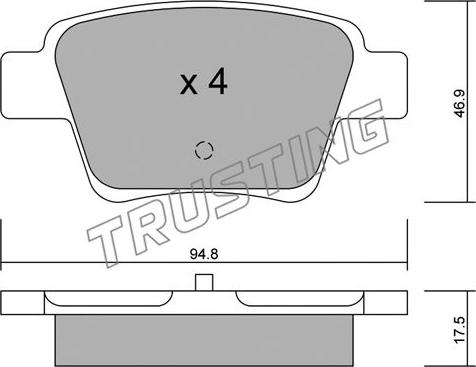 Trusting 655.0 - Тормозные колодки, дисковые, комплект autosila-amz.com