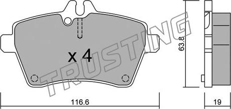 Trusting 662.0 - Тормозные колодки, дисковые, комплект autosila-amz.com