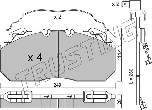 Trusting 605.0W - Тормозные колодки, дисковые, комплект autosila-amz.com