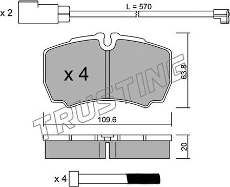 Trusting 620.2W - Тормозные колодки, дисковые, комплект autosila-amz.com