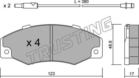 Trusting 098.0 - Тормозные колодки, дисковые, комплект autosila-amz.com