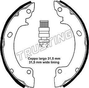 Trusting 046.200 - Комплект тормозных колодок, барабанные autosila-amz.com