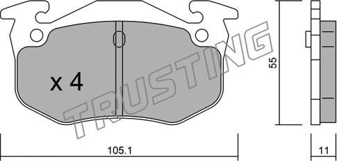 Trusting 040.2 - Тормозные колодки, дисковые, комплект autosila-amz.com