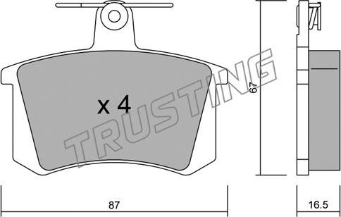 Trusting 050.0 - Тормозные колодки, дисковые, комплект autosila-amz.com