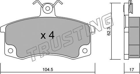 Trusting 064.0 - Тормозные колодки, дисковые, комплект autosila-amz.com