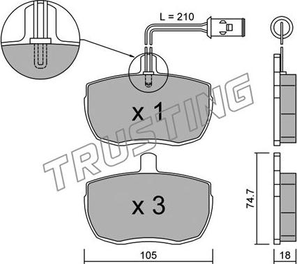 Trusting 018.5 - Тормозные колодки, дисковые, комплект autosila-amz.com