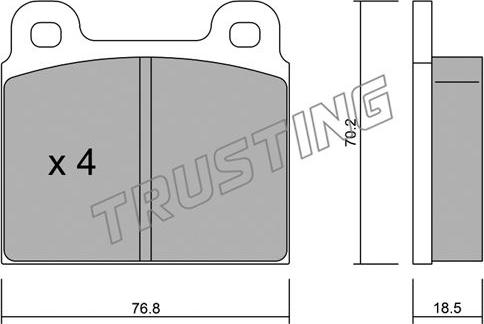 Trusting 080.0 - Тормозные колодки, дисковые, комплект autosila-amz.com