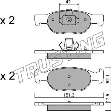 Trusting 081.1 - Тормозные колодки, дисковые, комплект autosila-amz.com