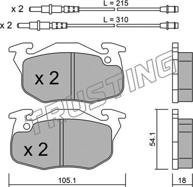 Trusting 039.4 - Тормозные колодки, дисковые, комплект autosila-amz.com